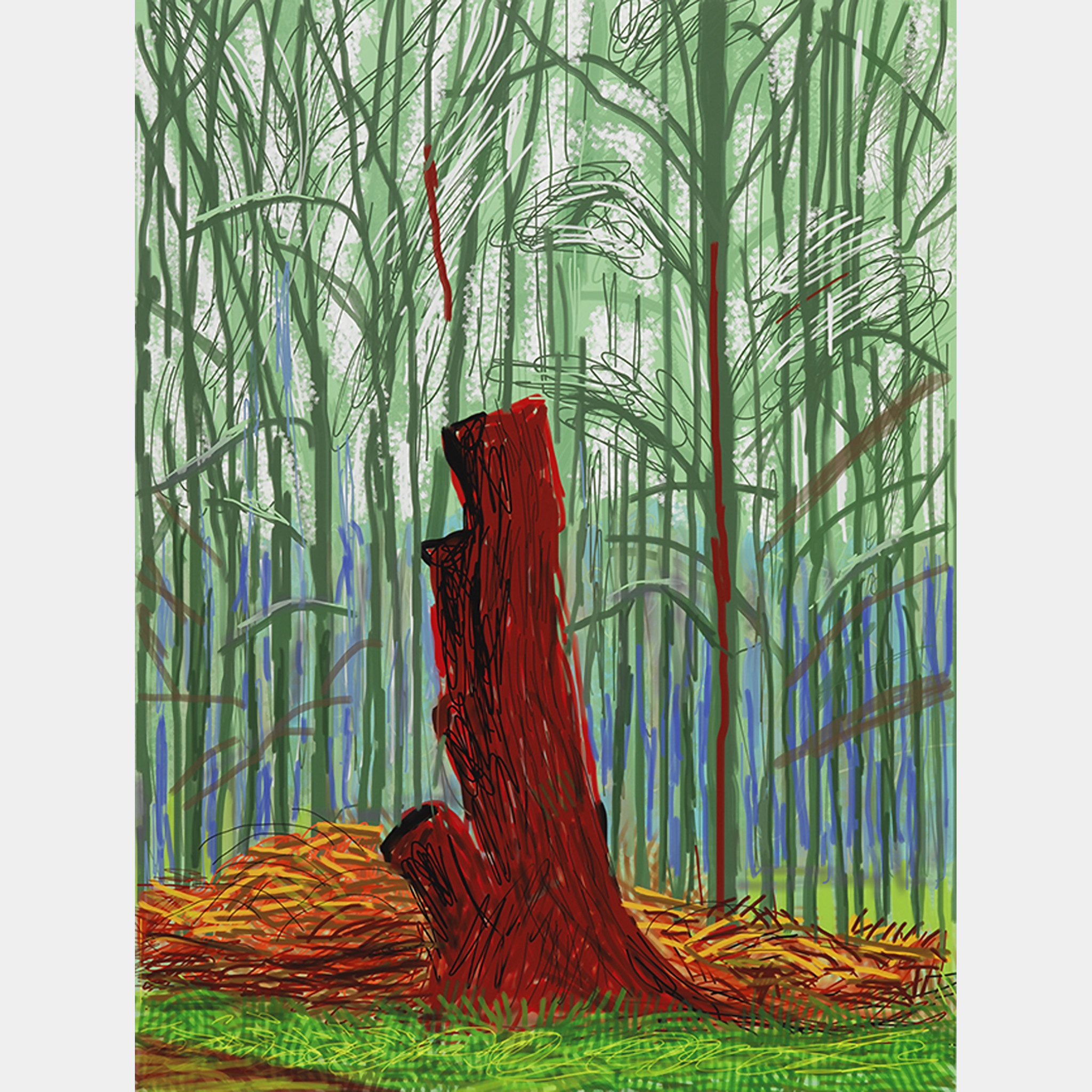 David Hockney, The Arrival of Spring in Woldgate, East Yorkshire in 2011 (twenty eleven), 25 February, 2011, iPad drawing printed on paper.jpg