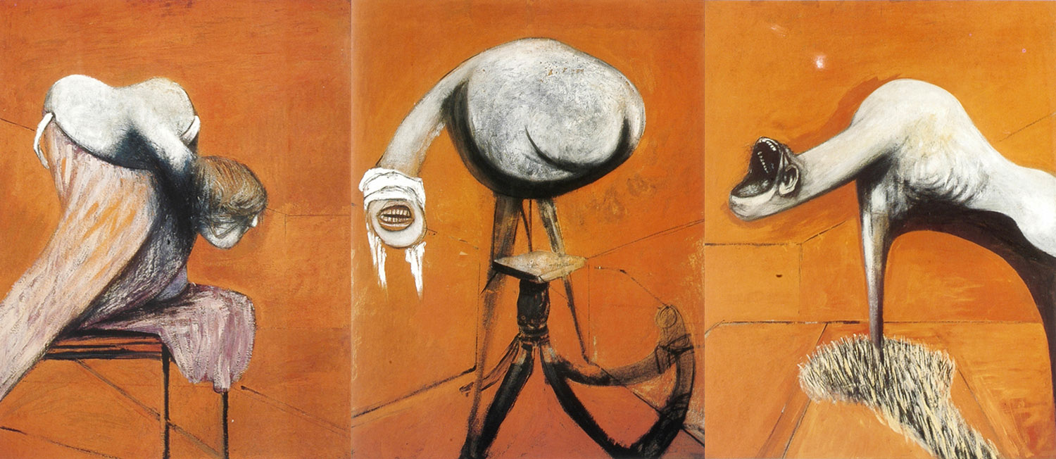 Three Studies for Figures at the Base of a Crucifixion, Francis Bacon, 1944.jpg