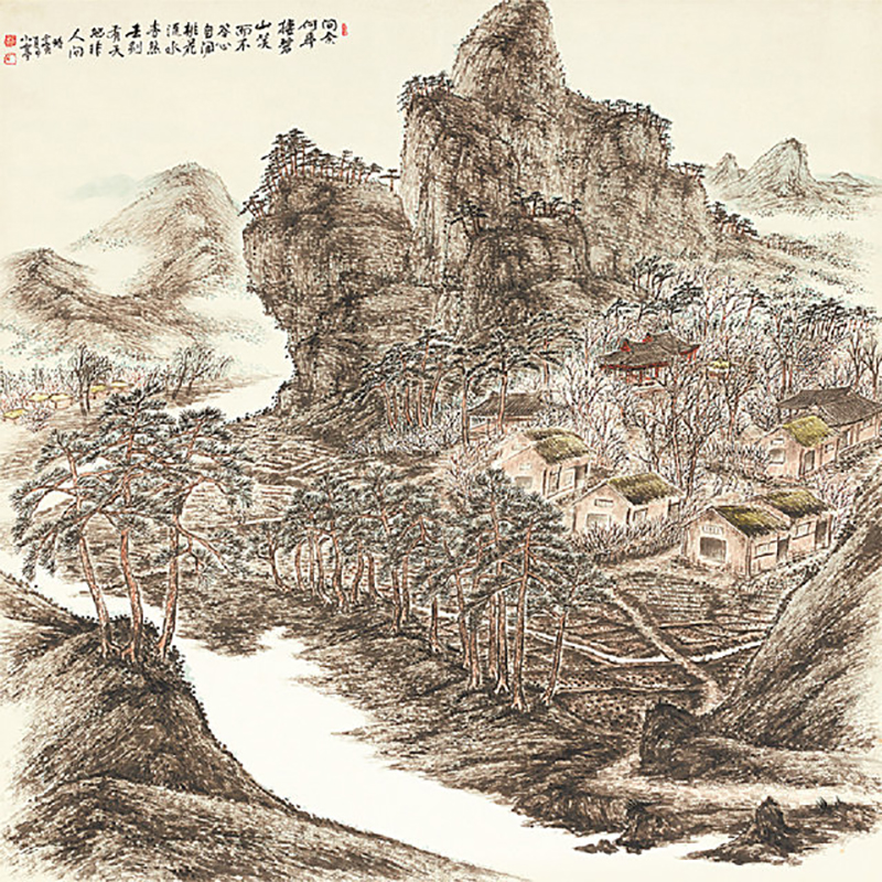 변관식,도화산촌(桃花山村), 1962.jpg