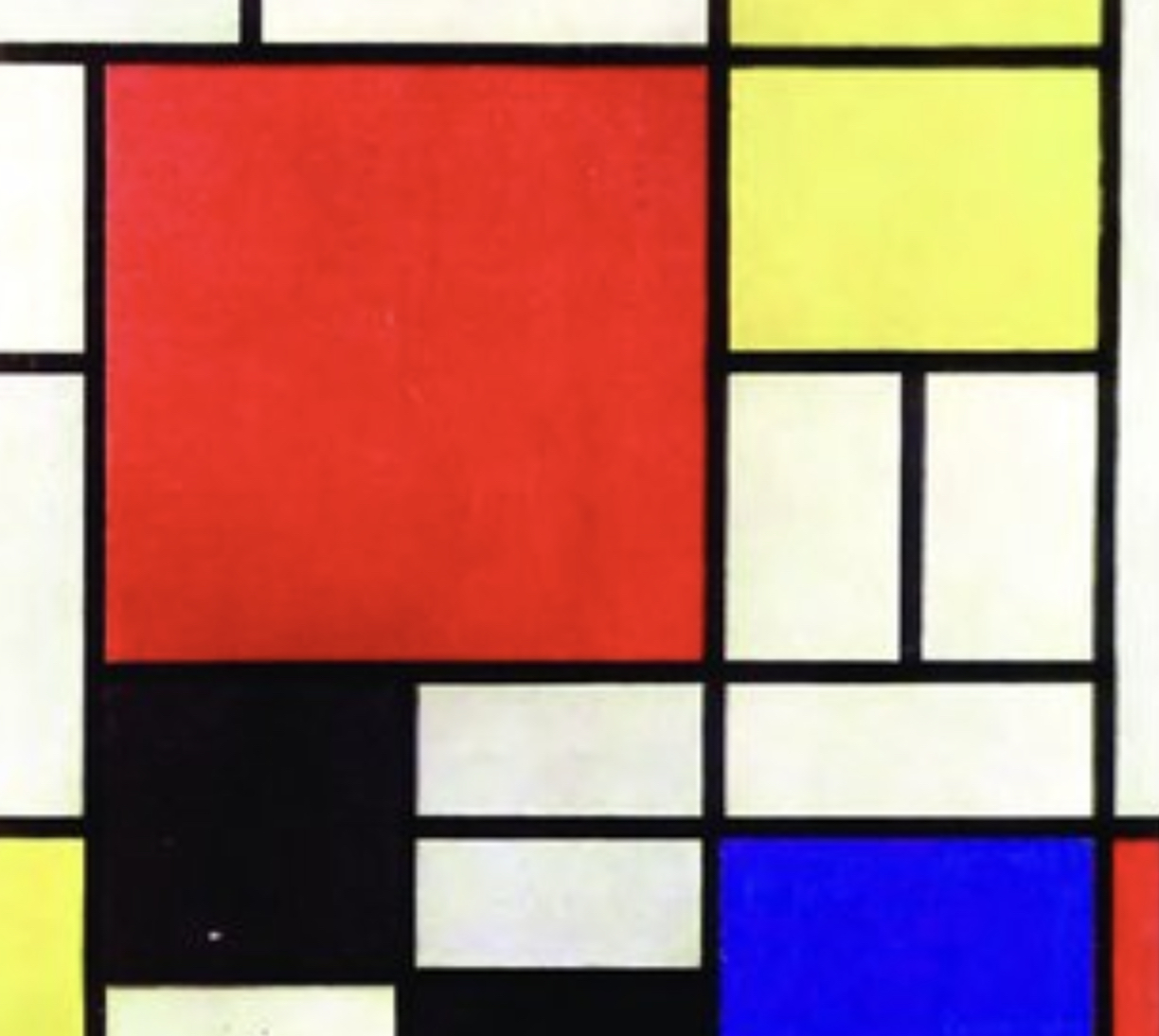 몬드리안의 대표작  빨강,노랑,파란 그리고 검정의 구성 1921.jpg