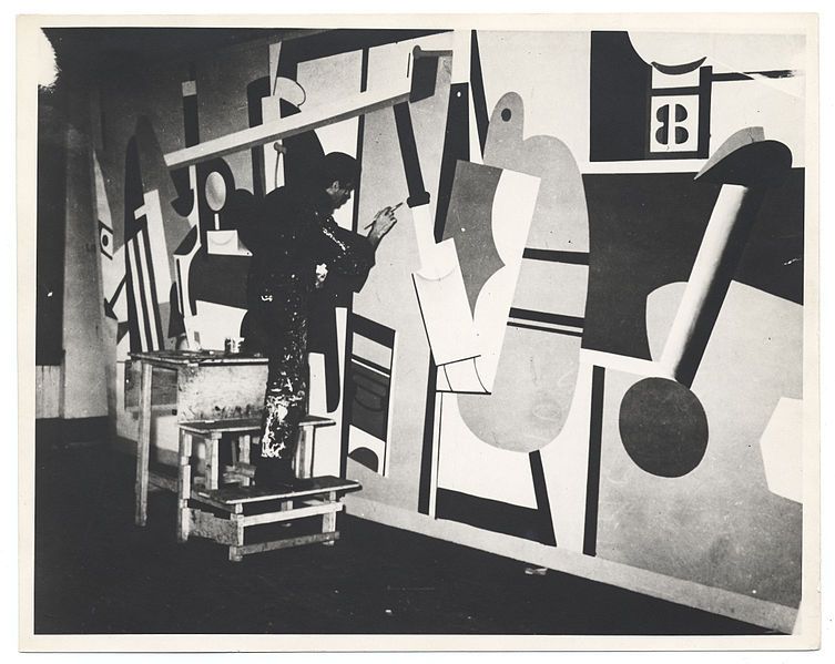 5_Arshile Gorky working on 'Modern Aviation' murals in Newark Airport for the Federal Art Project (1935-36).jpg