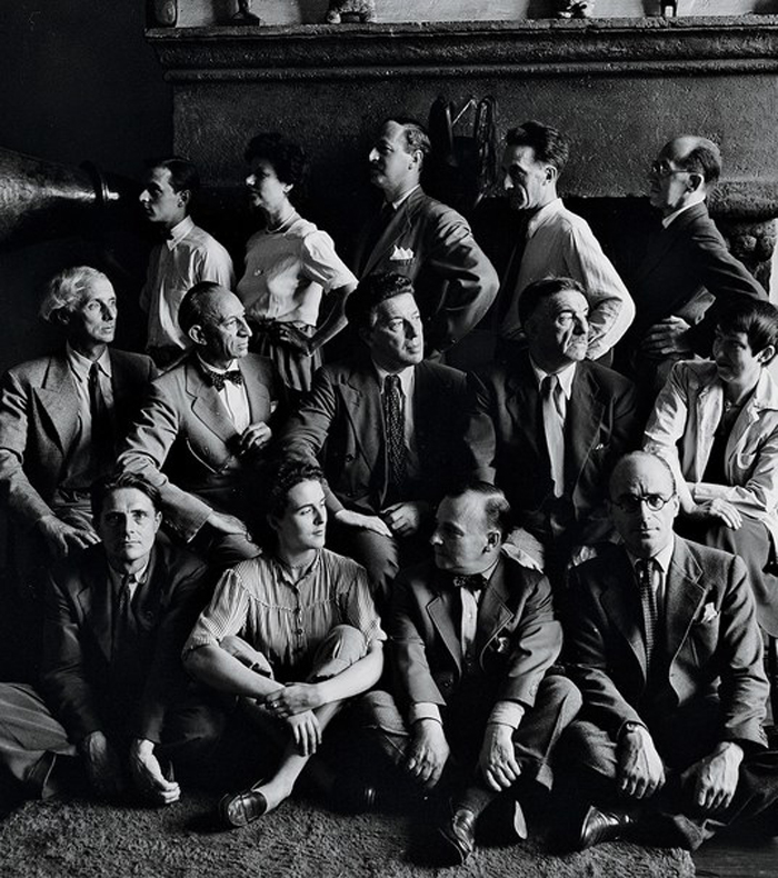 Guggenheim with artists in exile at her New York City apartment, circa 1942.jpg