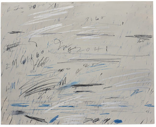 2Untitled, de Cy Twombly (1928-2011). Huile, mine de plomb et crayon gras sur papier 70 x 87.5 cm. (27½ x 34½ in.) Réalisé à Rome en juillet 1970.jpg