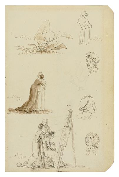Caspar David Friedrich,Study of heads, figures, and foliage, 1802.jpg